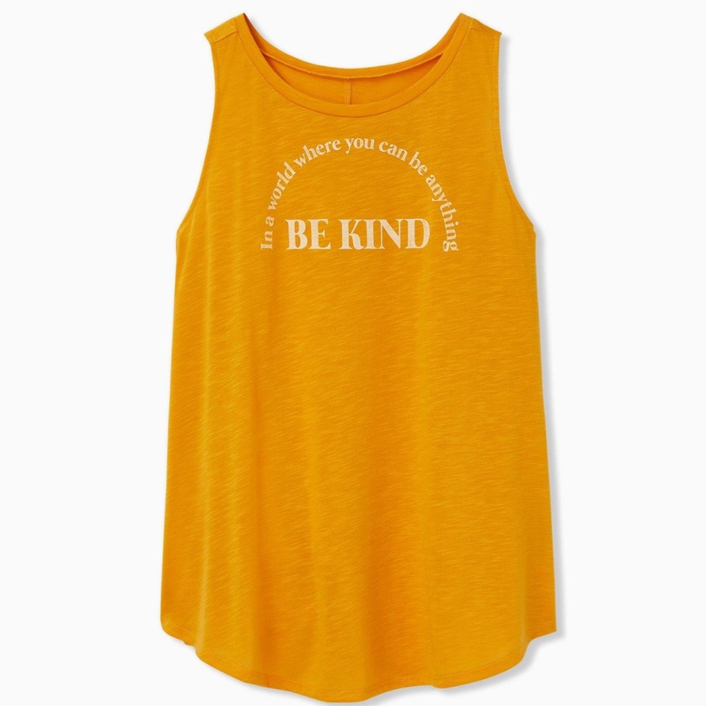 Be Kind Golden Orange Slub Crew Tank
